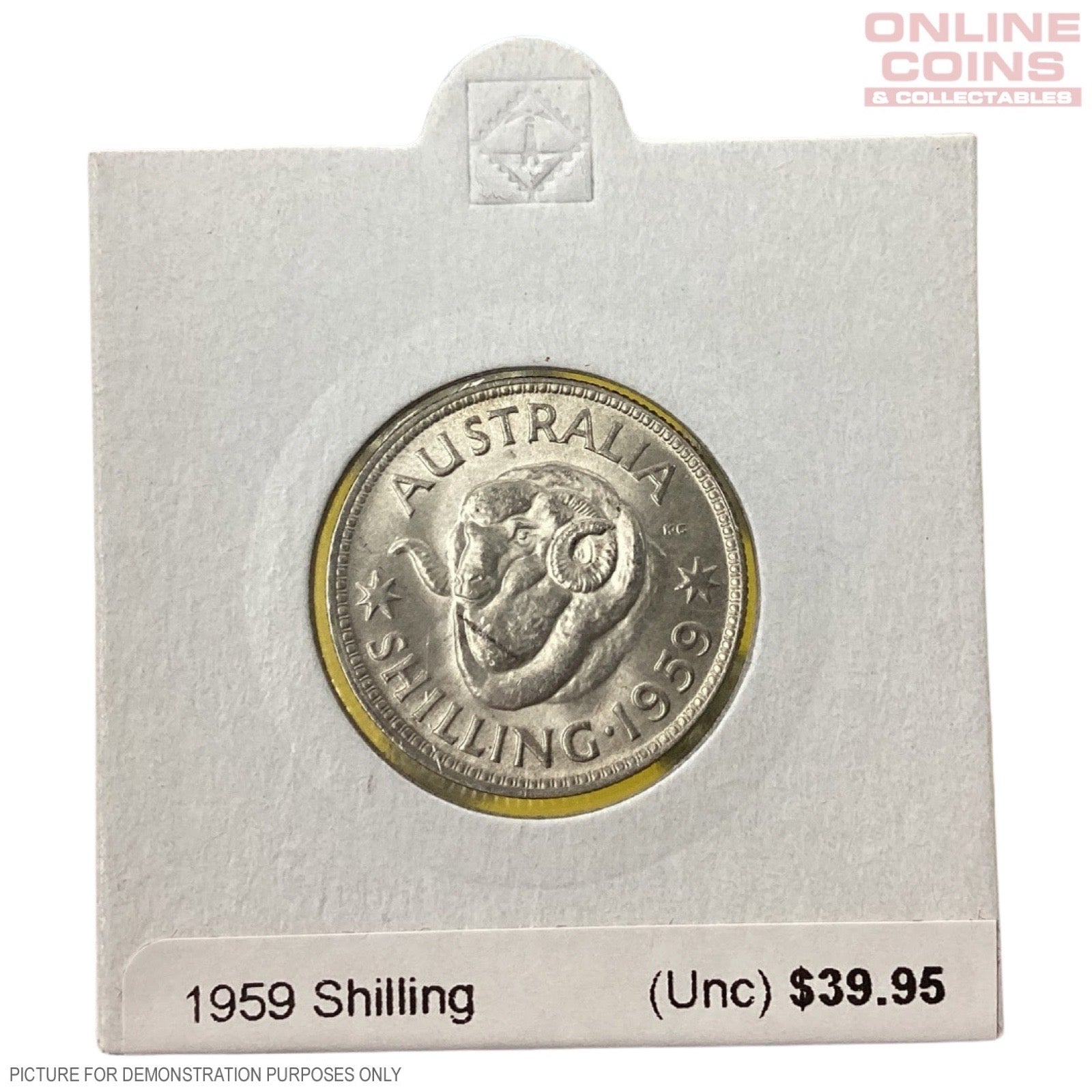 1959 Shilling (Unc) loose in 2x2